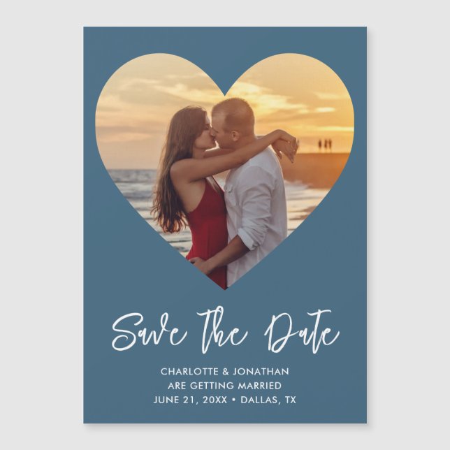 Wedding Heart Save The Date Photo Magnetic Card (Front)