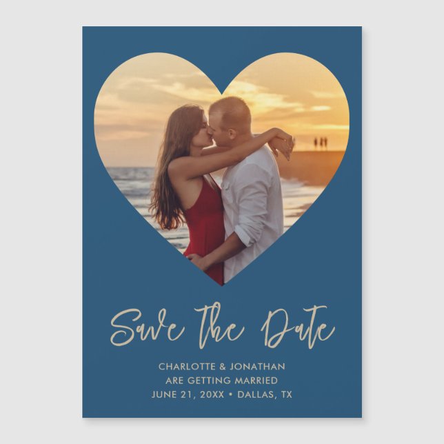 Wedding Heart Save The Date Photo Magnetic Card (Front)