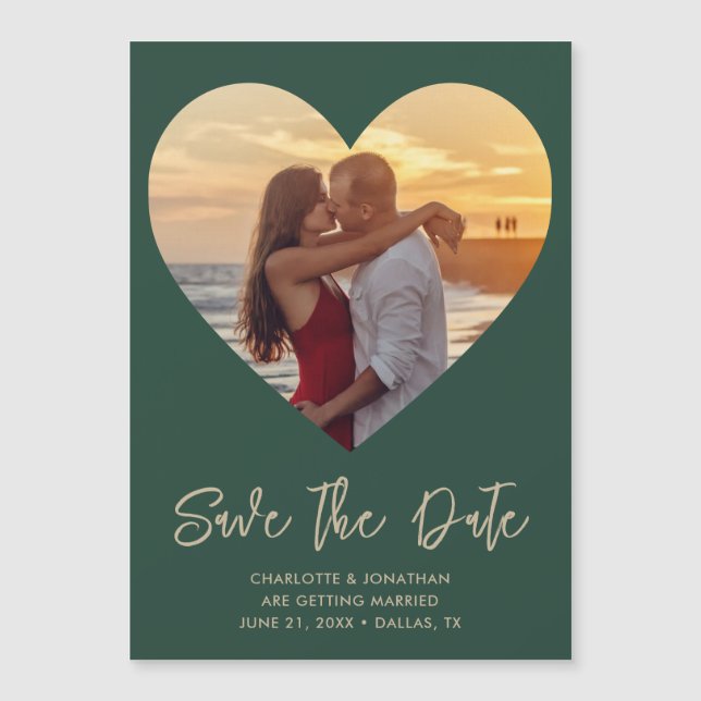 Wedding Heart Save The Date Photo Magnetic Card (Front)