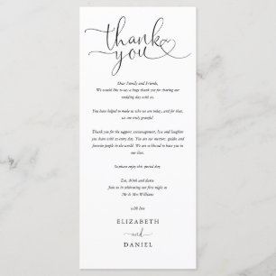 Wedding Heart Script Thank You Place Card