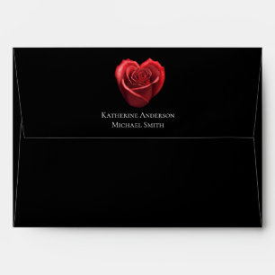 Wedding-Heart Shaped Red Rose- Envelope