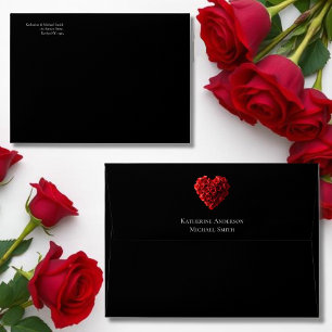 Wedding-Heart Shaped Red Roses- Envelope