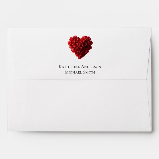 Wedding-Heart Shaped Red Roses- Envelope (Back (Top Flap))