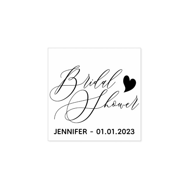 Wedding heart signature simple Bridal shower Rubber Stamp (Imprint)