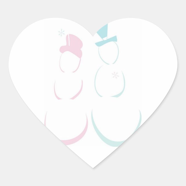 Wedding Heart Snowman Woman Couple Winter Weddings Sticker (Front)