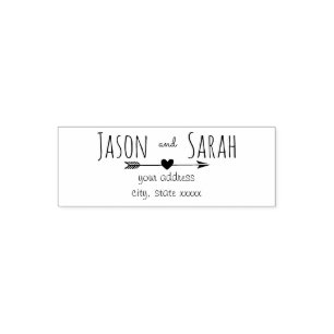wedding heart with arrow bride and groom self-inking stamp