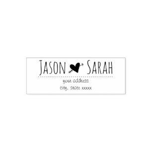 wedding heart with arrow bride and groom self-inking stamp
