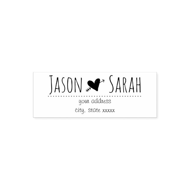 wedding heart with arrow bride and groom self-inking stamp (Design)