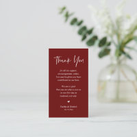 Wedding heartfelt Thank you, Burgundy Red