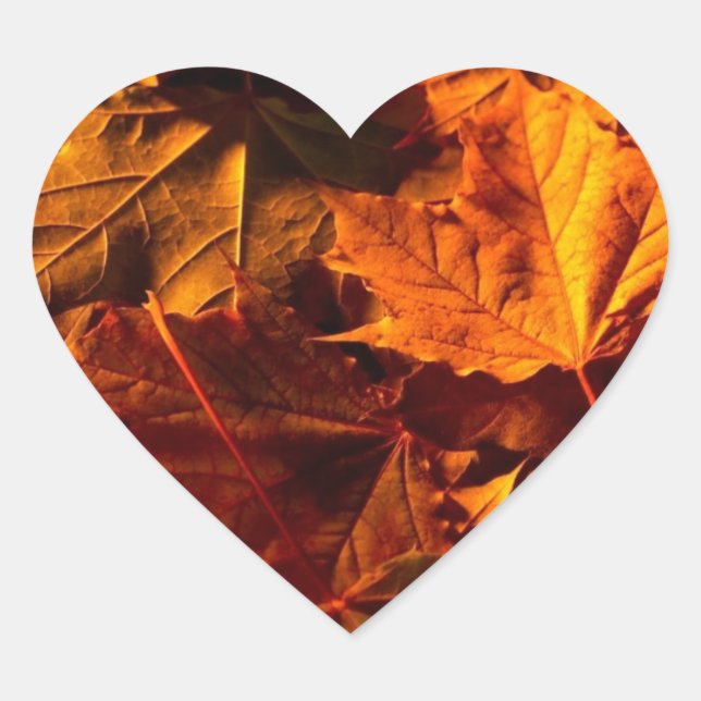 Wedding Hearts Fall Leaves Wedding Invitation Heart Sticker (Front)