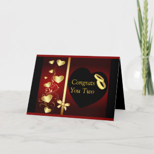 Wedding Hearts Golden Rings Congrats Card