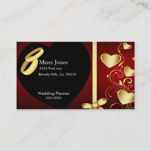Wedding Hearts Golden Rings Set Business Card