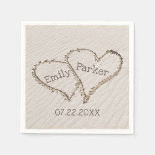 Wedding Hearts in Beach Sand Napkin