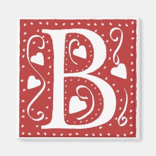 Wedding Hearts Letter B Magnet