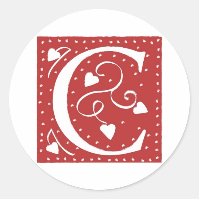 Wedding Hearts Letter Classic Round Sticker (Front)