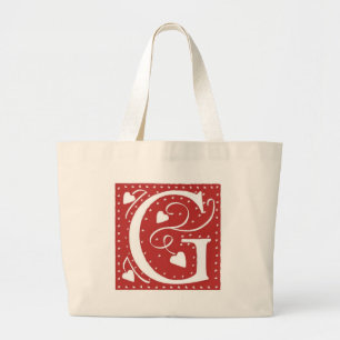 Wedding Hearts Letter G Large Tote Bag