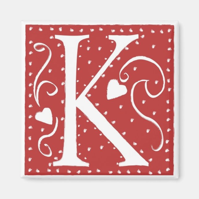Wedding Hearts Letter K Magnet (Front)