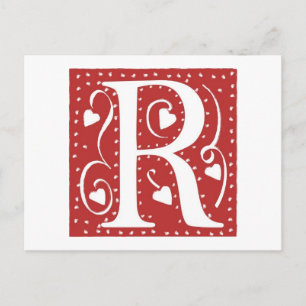 Wedding Hearts Letter R Postcard