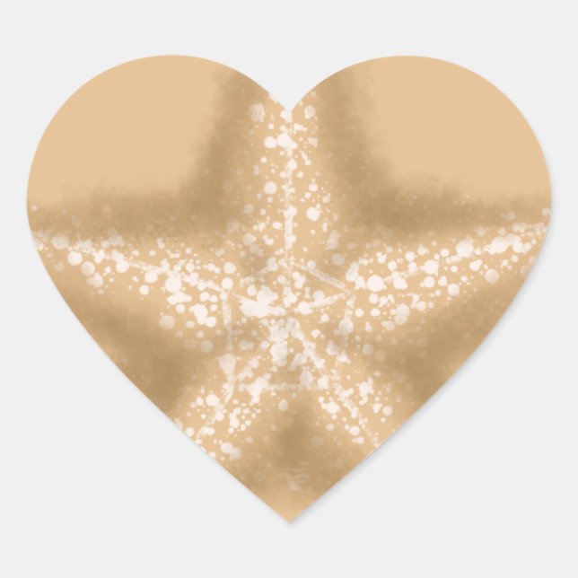 Wedding Hearts Starfish Tropical Wedding Envelope Heart Sticker (Front)