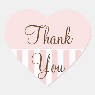 Wedding Hearts Wedding Favour Thank You Light Pink Heart Sticker