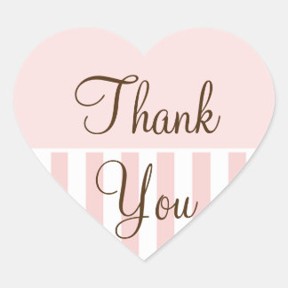 Wedding Hearts Wedding Favour Thank You Light Pink Heart Sticker