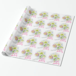 Wedding hellebores watercolor art wrap wrapping paper