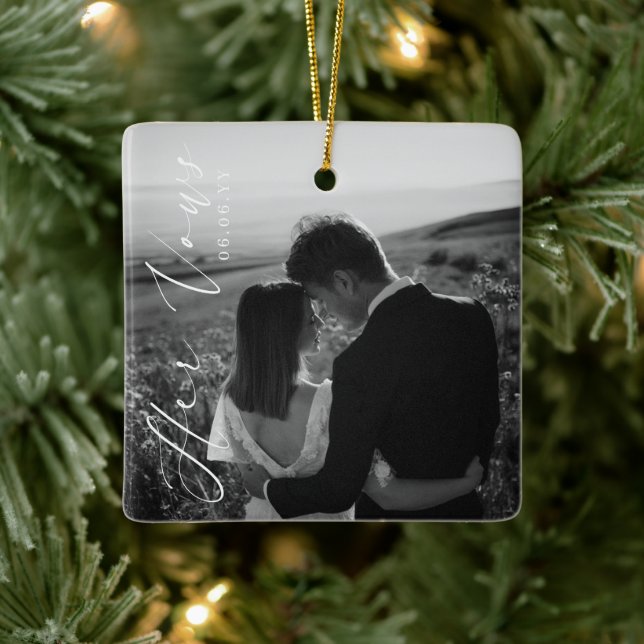 Wedding Her Vows Photo Keepsake Ceramic Ornament (Tree)