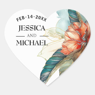 💓❤️ Wedding Hibiscus Serenade Paradise Heart Sticker