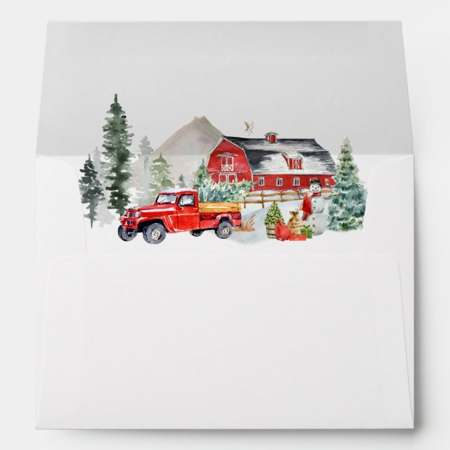 Wedding Holiday Christmas Rustic Barn Truck Envelope (Back (Bottom))