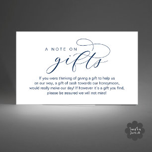 Wedding Honeymoon Fund, A Note on Gifts Enclosure Card