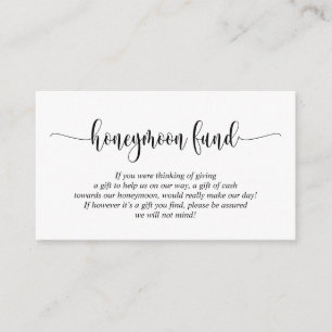 Wedding Honeymoon Fund and Wish, Modern Script Enclosure Card