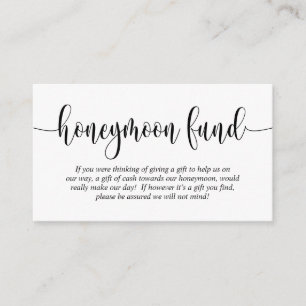 Wedding Honeymoon Fund and Wish, Modern Script Enclosure Card