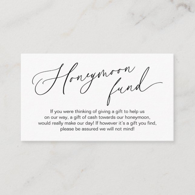 Wedding Honeymoon Fund, Gifts in Cash Wishing Well Enclosure Card (Front)