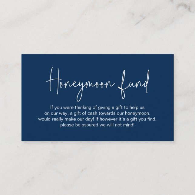 Wedding Honeymoon Fund, Modern Handwritten Script Enclosure Card (Front)