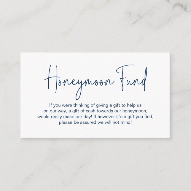 Wedding Honeymoon Fund, Modern Handwritten Script Enclosure Card (Front)
