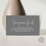 Wedding Honeymoon Fund, Modern Handwritten Script Enclosure Card<br><div class="desc">Celebrate the beginning of your journey together with our elegantly crafted "honeymoon fund" wedding invitation enclosed card. Featuring a sophisticated blend of modern script and romantic allure, in timeless dark grey theme, each card is meticulously designed to convey the essence of your special day. Perfectly suited for couples seeking a...</div>