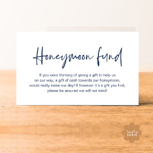 Wedding Honeymoon Fund, Wedding Gifts in Cash Enclosure Card