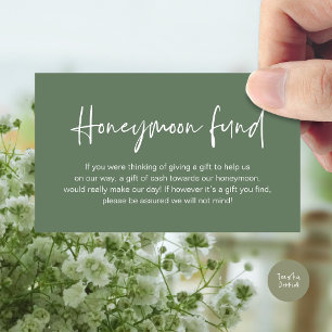 Wedding Honeymoon Fund, Wedding Gifts in Cash Enclosure Card