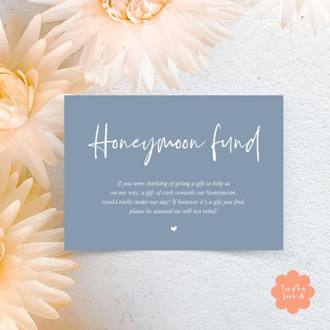 Wedding Honeymoon Fund Wish Cash Enclosure Card (Wedding Honeymoon Wish Fund Cash Enclosure Card in Dusty Blue)