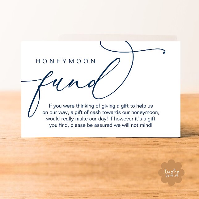 Wedding Honeymoon Fund, Wishing Well Gifts in Cash Enclosure Card (Wedding Honeymoon Fund, Wishing Well Wish, Gifts in Cash Enclosure Card in Navy Blue)