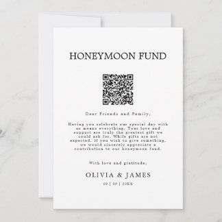 Wedding Honeymoon Honeymoon Fund QR Code Sign, Invitation