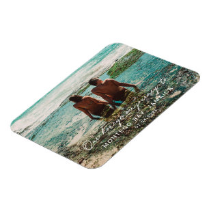 Wedding Honeymoon White Script Destination Magnet