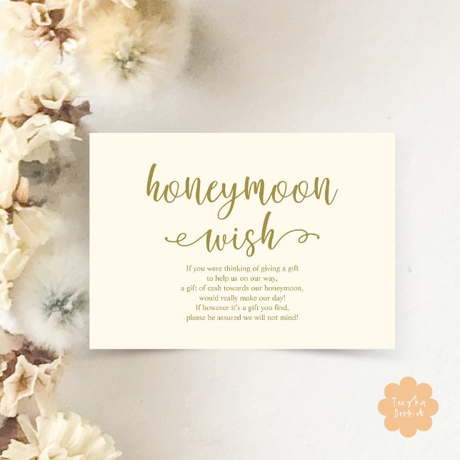 Wedding Honeymoon Wish Fund Cash Enclosure Card (Wedding Honeymoon Wish Fund Cash Enclosure Card in Yellow Gold)