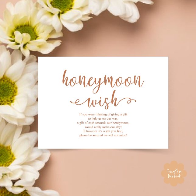 Wedding Honeymoon Wish Fund Cash Enclosure Card (Wedding Honeymoon Wish Fund Cash Enclosure Card in Copper Brown terracotta)