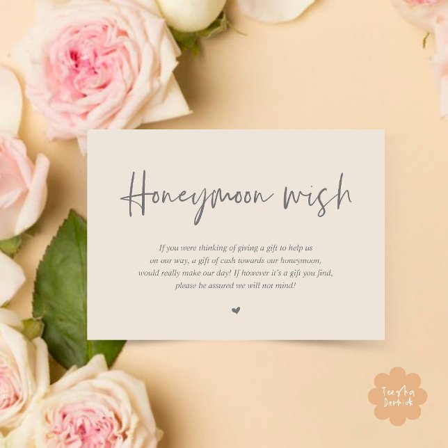 Wedding Honeymoon Wish Fund Cash Enclosure Card (Wedding Honeymoon Wish Fund Cash Enclosure Card in Cream Grey)