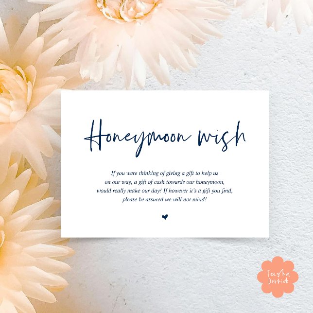 Wedding Honeymoon Wish Fund Cash Enclosure Card (Wedding Honeymoon Wish Fund Cash Enclosure Card in Navy Blue)