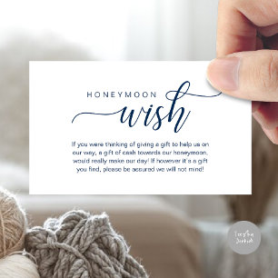 Wedding Honeymoon Wish, Fund, Cash, Modern Classy Enclosure Card