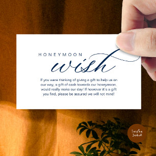 Wedding Honeymoon Wish, Fund, Cash, Modern Classy Enclosure Card