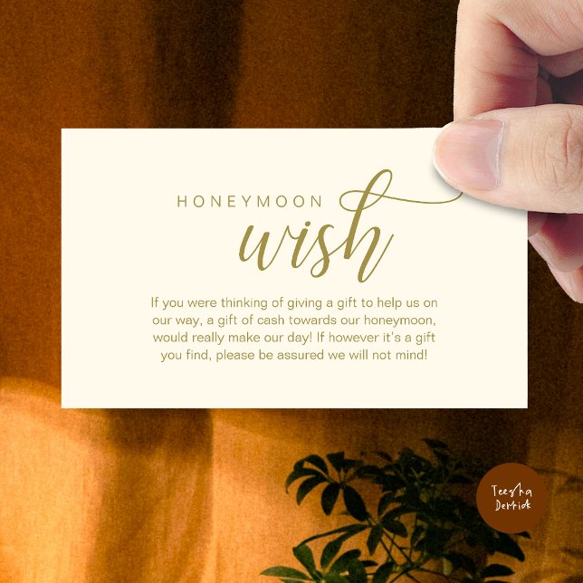 Wedding Honeymoon Wish, Fund, Cash, Modern Classy Enclosure Card (Wedding Honeymoon Wish, Fund, Cash, Modern Classy Enclosure Card, Yellow Gold)
