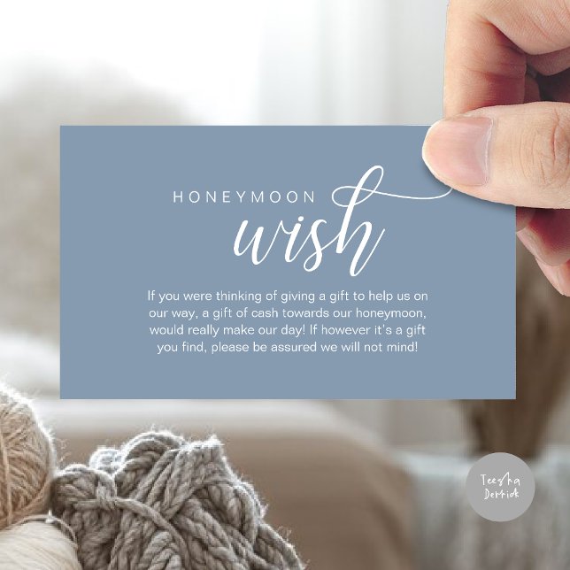 Wedding Honeymoon Wish, Fund, Cash, Modern Classy Enclosure Card (Wedding Honeymoon Wish, Fund, Cash, Modern Classy Enclosure Card, Dusty Blue)